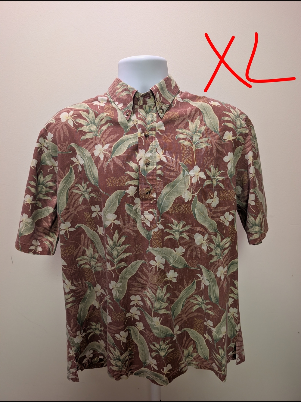 reyn spooner Rust and Green Floral Button-Down Shirt
